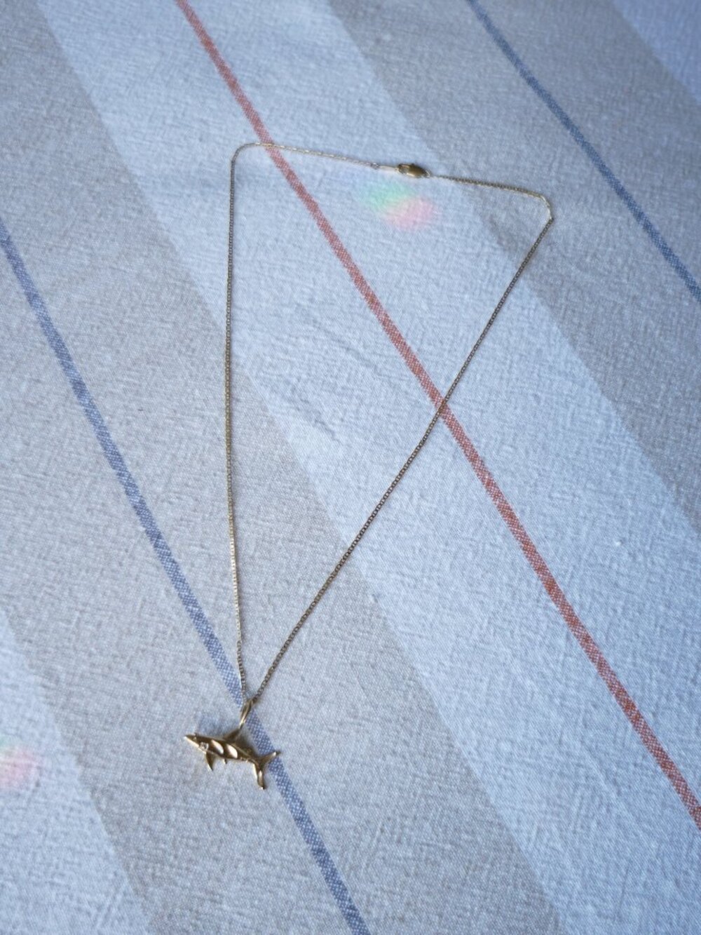 Discontinued Vanessa Mooney gold plated shark charm necklace